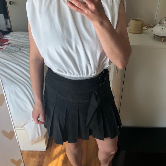 Free People Tencel A line and circle mini pleated skirt - dusty black - Picture 2 of 11